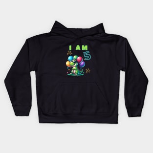Funny Dino I am 5 years old 5th Birthday Kids Hoodie